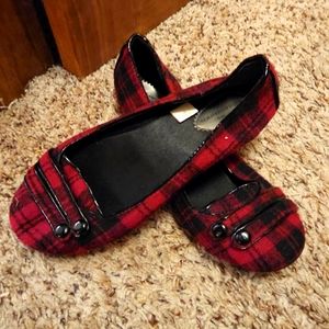 Pink & Black plaid ballet flats